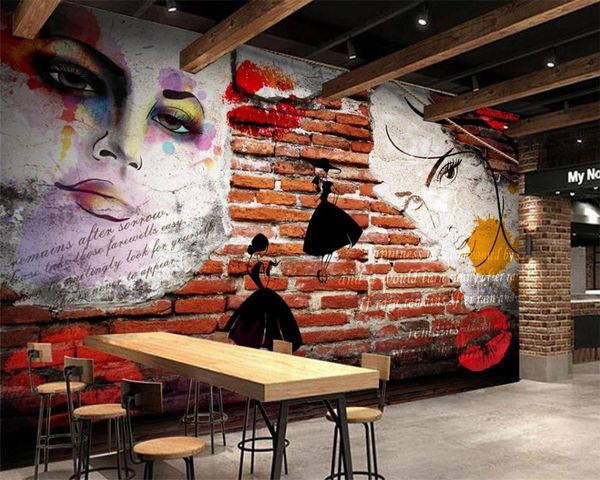 

3d обои mural ретро ностальгический европейский и американский стиль trend девушка инструментальное фона стена пользовательских символов 3d