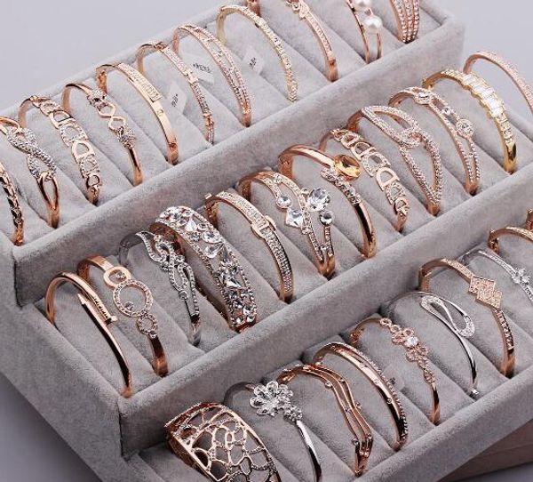 

10pcs/lot mix style gold plated crystal rhinestone bracelets for diy fashion jewelry gfit cr16, Black