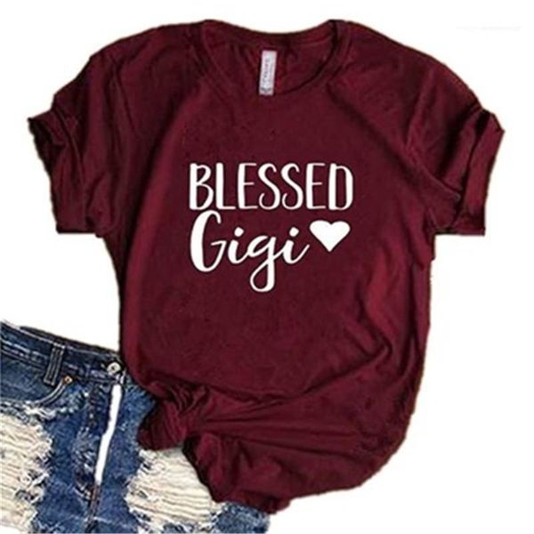

blessed gigi new print summer short sleeve casual tee female t shirt woman clothing women letter printed round neck tshirt, White