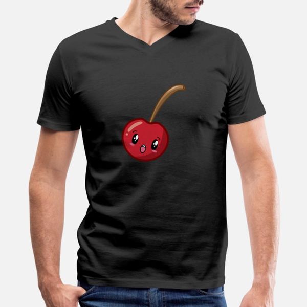 

cherry kawaii face fruit t shirt men design tee shirt s-3xl unique famous new style summer standard shirt