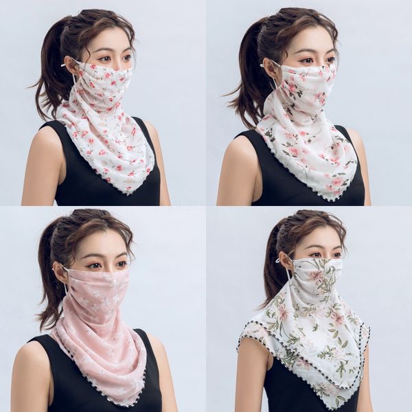 

lady sunshade scarf face mask prints protective mouth masks womens anti dust neckerchief for travel#567, Black