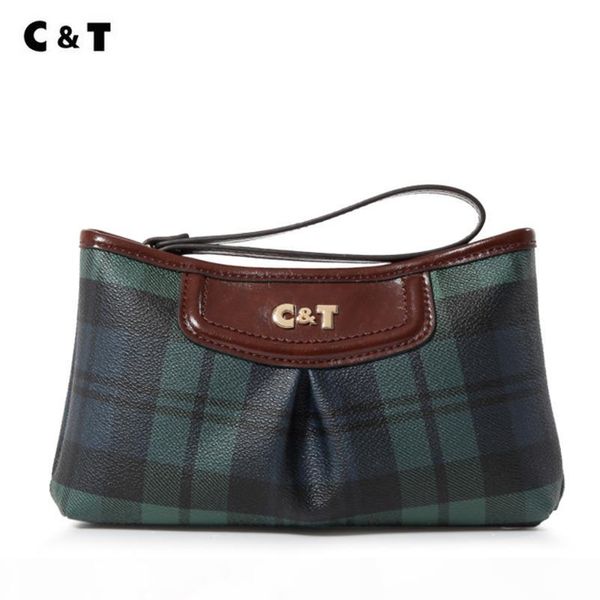

old cobbler c&t brand manual quality small tote coated canvas fashion latticed pattern bag mobile phone bags