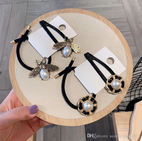 

2020 south korea's new small bee flower hair ring small fresh and cute simple rubber band ponytail set hairpin ing, Pink