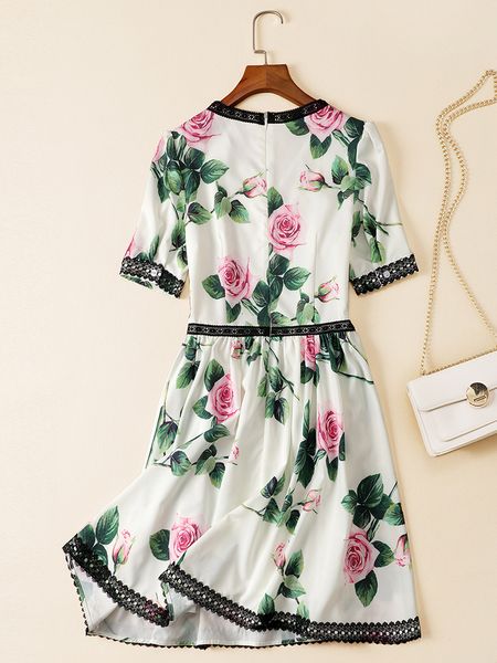 

2020 summer new women's european and american v-neck short-sleeved high-waisted floral skirt slim fit western-style ing