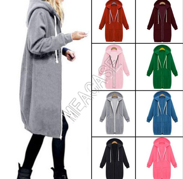 

woman overall clothes designer hooded long sleeved new fleece sweater oversize fall winter women mid-length zipper jacket coat d82606, White