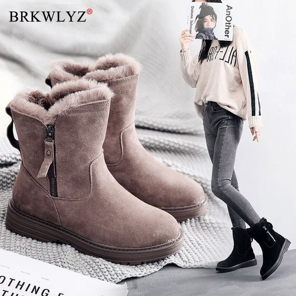 

2020 winter new korean version plus velvet warm snow boots female short tube cotton boots tassel zipper cotton shoe, Black