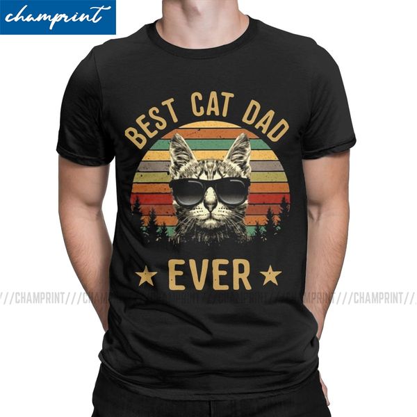 

cat dad ever men's t shirts funny father daddy gift novelty tees round neck t-shirt 100% cotton plus size clothes