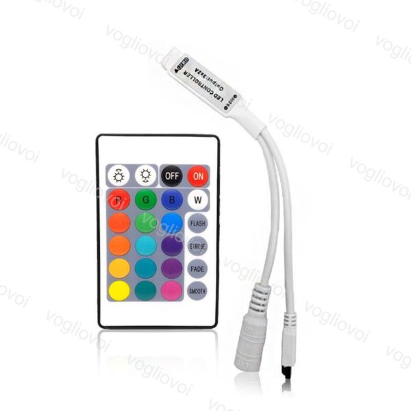 

rgb controllers mini 24keys 72w 144w 6a dc12-24v with infrared receiving sensor for 5050 rgb strip modules wall washing lamp dhl