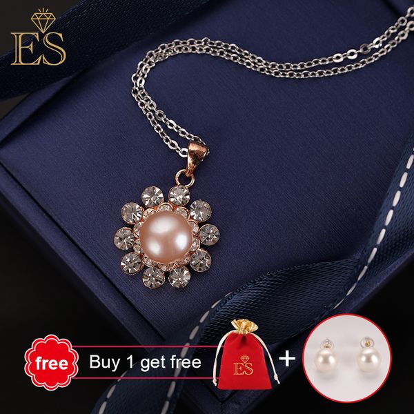 

new style flower pearl pendant with and water ripple personality small fresh necklace, Silver