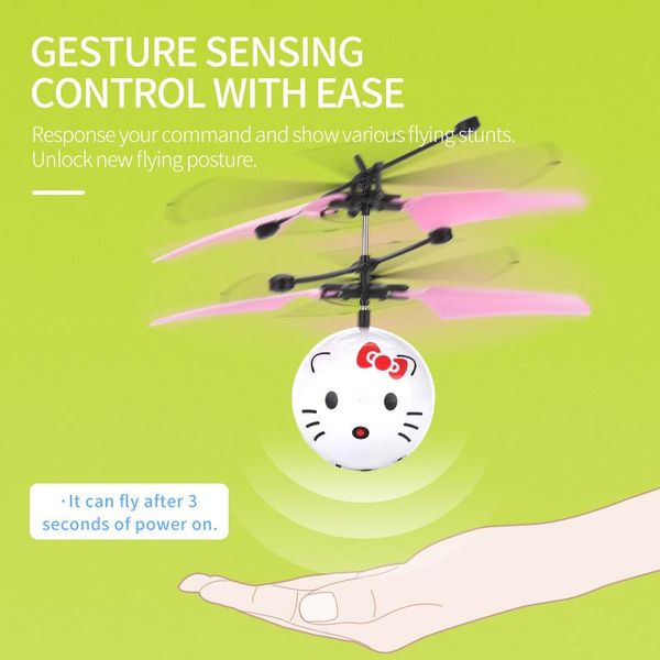 

cartoon characters gesture sensing flying ball night light flying airplane remote control children gift infrared induction drone kids toy 12