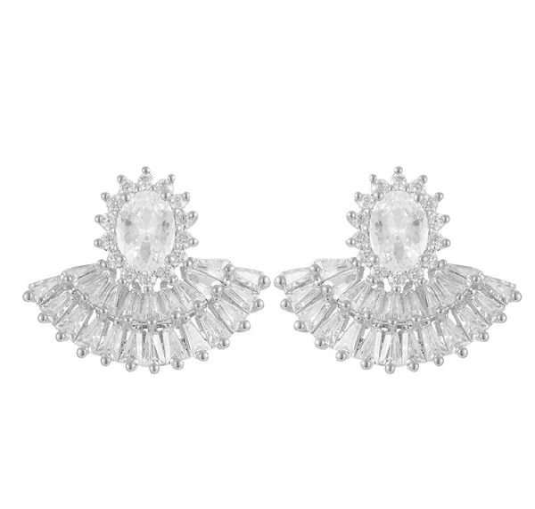 

larrauri fashion women bridal engagement earrings jewelry trendy elegant stud earrings luxury cubic zirconia pearl earrings01, Golden;silver