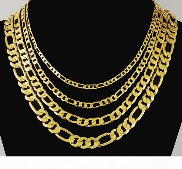 

classic figaro cuban link chain necklace 24k real gold plated stainless steel fashion jewelry accessories punk style vacuum plating jewelry, Silver
