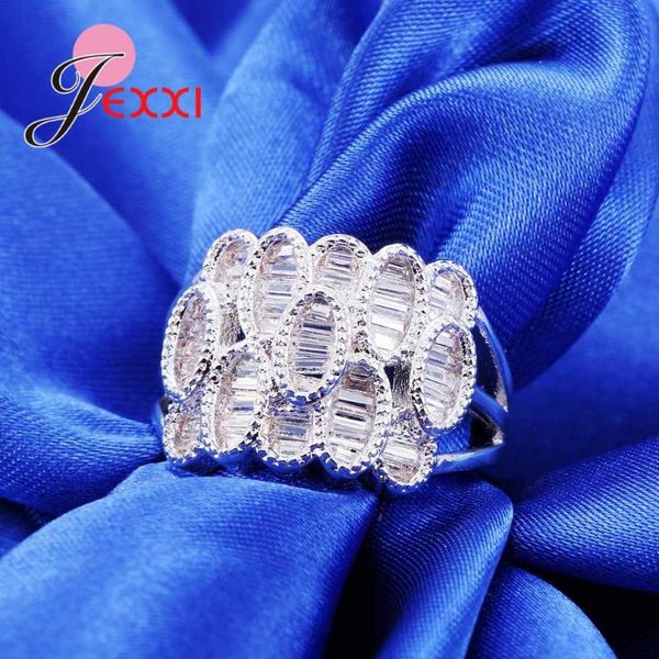 

fashion 925 sterling silver rings for women with cubic zircons wedding engagement love ring bridal jewelry female anel, Golden;silver