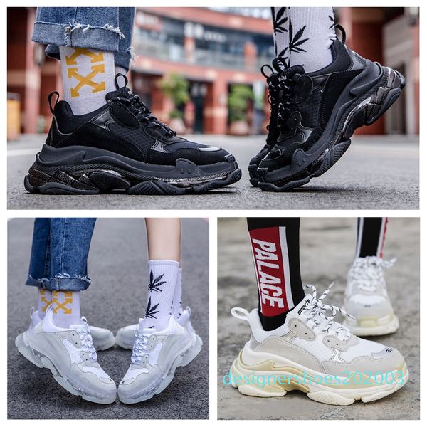

pairs 17fw triple s sneakers mens women casual shoes triple s clear sole white green black rainbow sports outdoor dad shoe1 s03