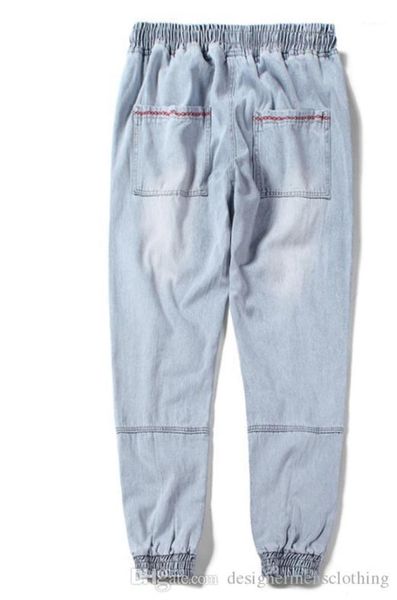 

casual jogger pants loose plus size hiphop jean pantalones chic men teenager harem jeans spring, Blue