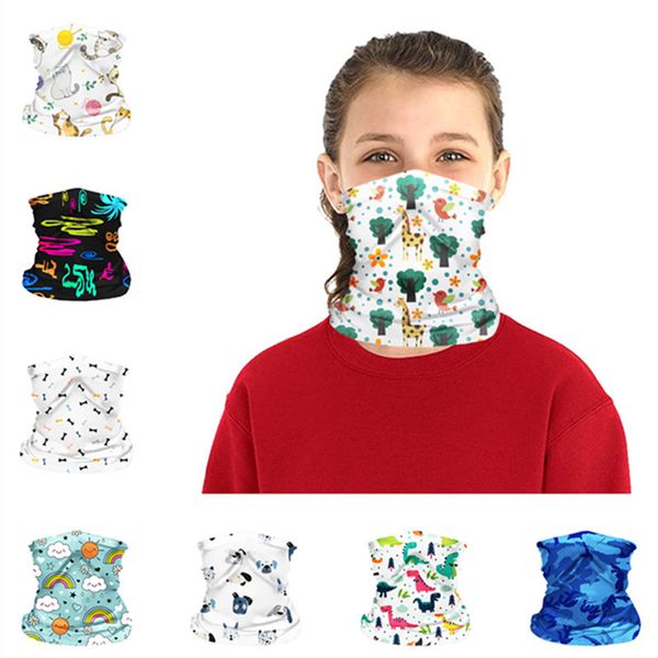 

kids cartoon face mask magic cycling scarves bandanas children neck gaiter with pm2.5 filter pocket face masks dustproof anti-uv turban 2020