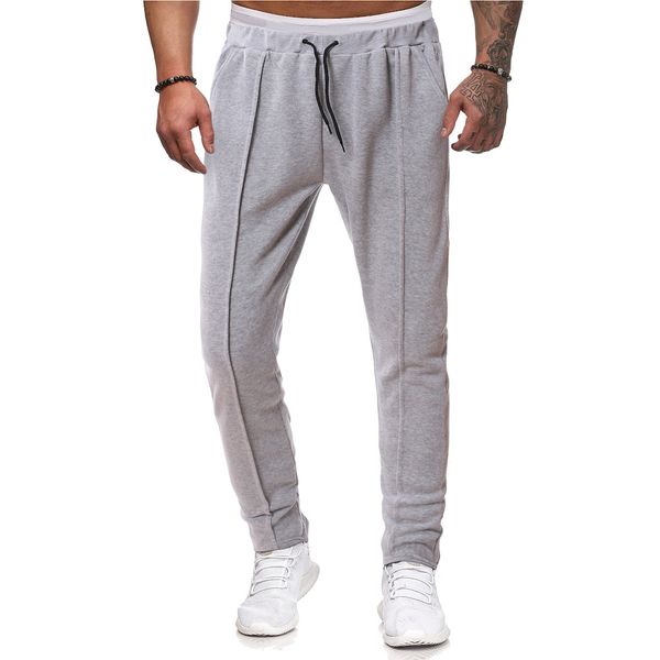 

mens solid color sport pants lace up loose skacked trousers male fitness street wear, Black