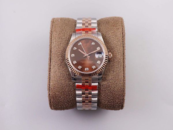 

31mm waterproof 100-meter mirror is produced by anti-scratch blue crystal tw 2836 luxury mens watches designer watches reloj de lujo, Slivery;brown