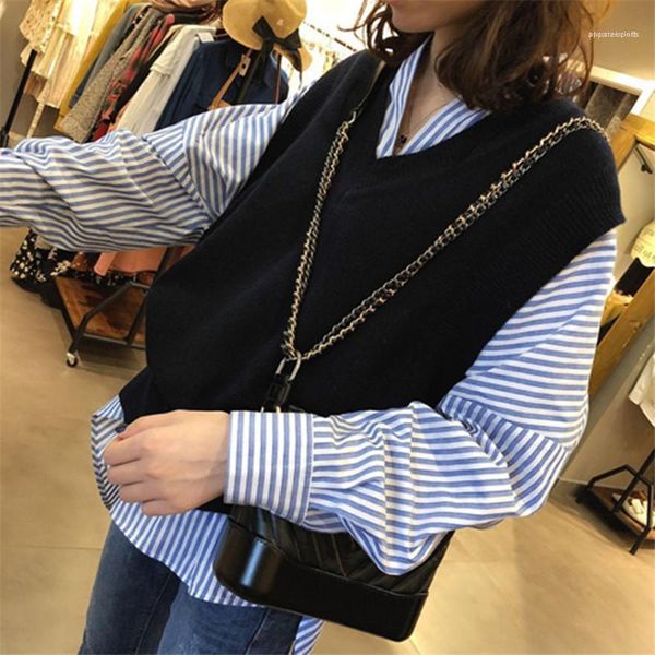 

womens womens short sweater fashion natural color sweater tank casual v-neck pullover sweater clothes for, White;black