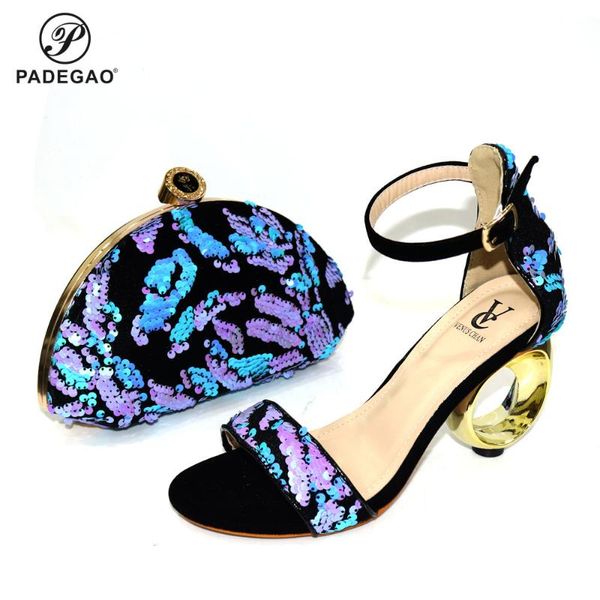 

new fashion women shoe and bag set in italy shoes and bag set decorated with rhinestone design shoes high quality, Black
