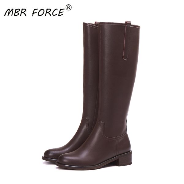 

mbr force retro british style women knee-high boots zipper spring autumn shoes woman ladies fashion party boot new arrival, Black