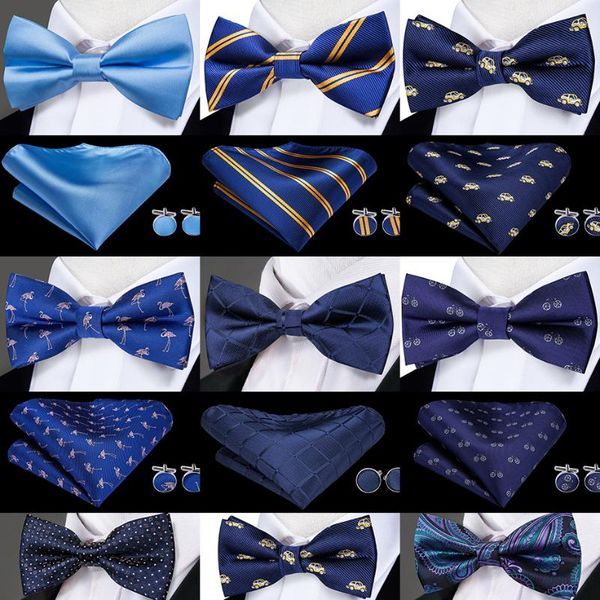 

100% silk мужская свадеб bow tie набор для мужчин синий цветочный синий pliad боути карманный squre запонки комплект моды галстука мужчин, Black;gray