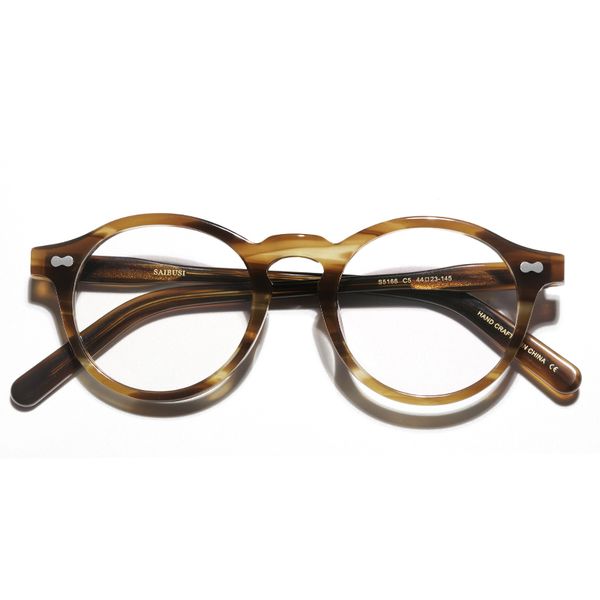 

2020 acetate glasses frame men fashion round brand optical eyewear prescription myopia prescbyopia clear woman eyeglasses, Black