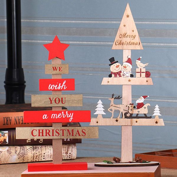 

creative wooden mini santa claus deer car christmas tree decoration for home ornaments drops deskdecoration merry christmas