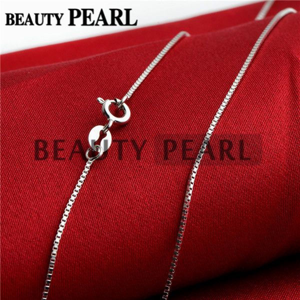 

sterling silver diy jewelry necklace collar 0.8mm 925 sterling silver box chain wholesale 5 pieces