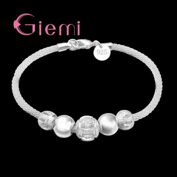 

exquisite genuine 925 sterling silver charm bead bracelet/bangles for ladies women jewelry present, Black