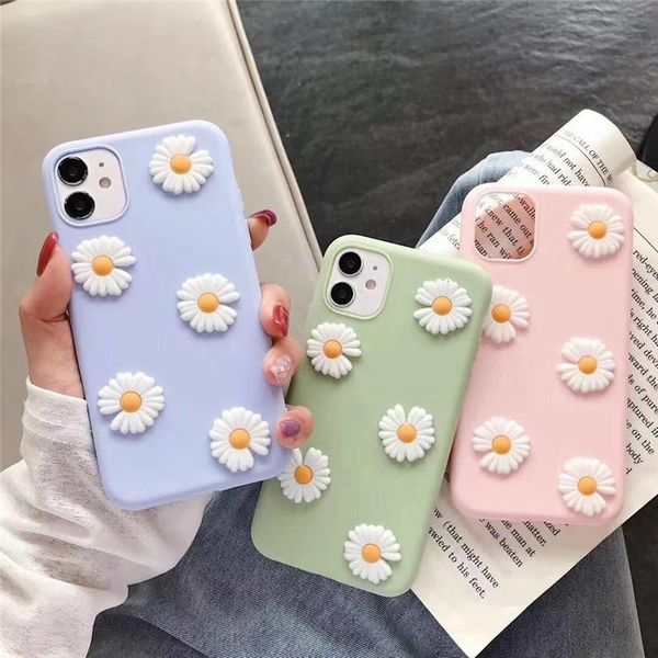 

cgjxskorea cute 3d little daisies flower soft phone case for iphone x xr xs 11 pro max 6s 7 8 plus phone back cover