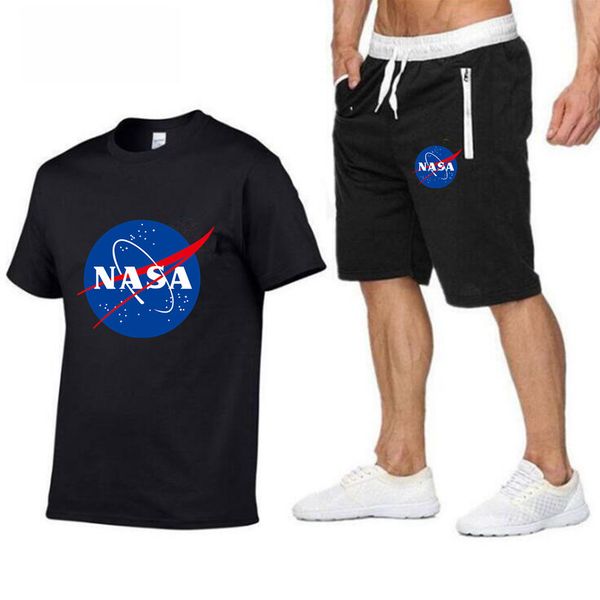 

nasa series suit men's beach pants casual shorts + t-shirt sports pants european and american new style, Gray