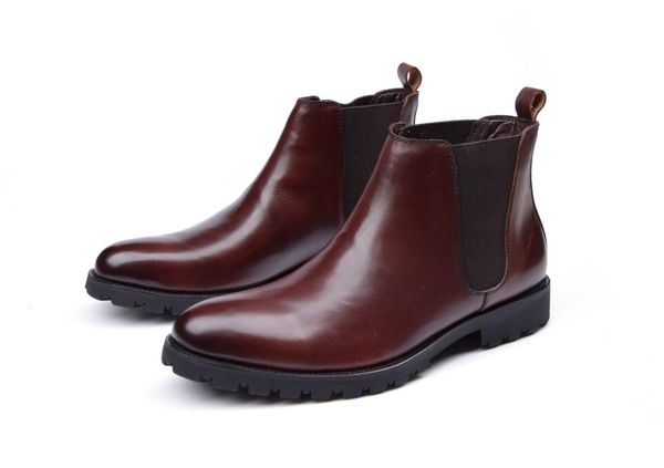 

ankle boots botines business leather boots black brown work shoes wedding shoes hombre soft-sole-style cowhide pointed toe solid