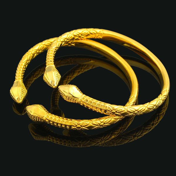 

2 pieces unique womens mens bangle 18k yellow gold filled cuff bangle bracelet solid fashion jewelry accessories diameter 7cm*6cm, Black