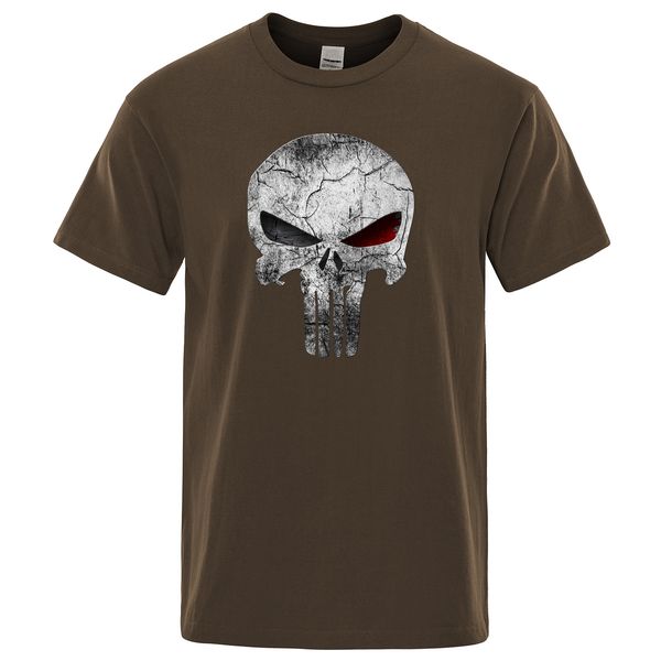 

skull print t shirt mens summer punk rock hip hop casual cotton comfortable streetwear fitness t-shirt loose fit man tee