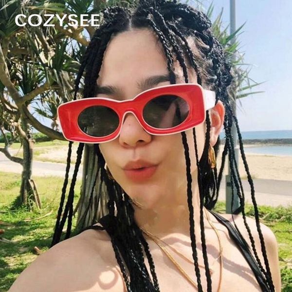 

candy color hyperbole red rectangular sunglasses women men shades 2020 trendy new brand designer big glasses, White;black
