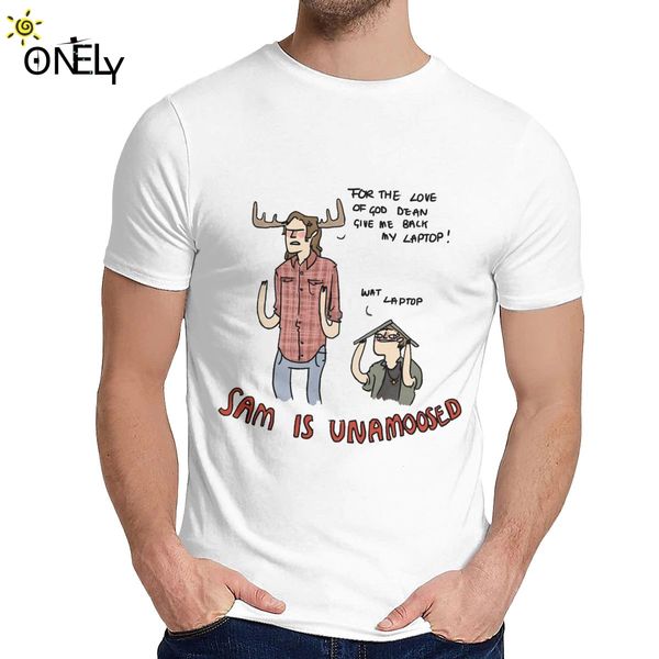 

мужчины футболка supernatural spn brothers man сэм unamoosed качество хлопок графический круглый воротник мультфильм дизайн футболки