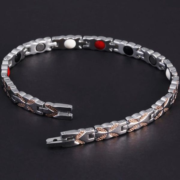 

wholesale 316l stainless steel bracelet accessories for women mens 4 in 1 magnetic bracelets 2020 pulseira magnetica jewelry new, Black
