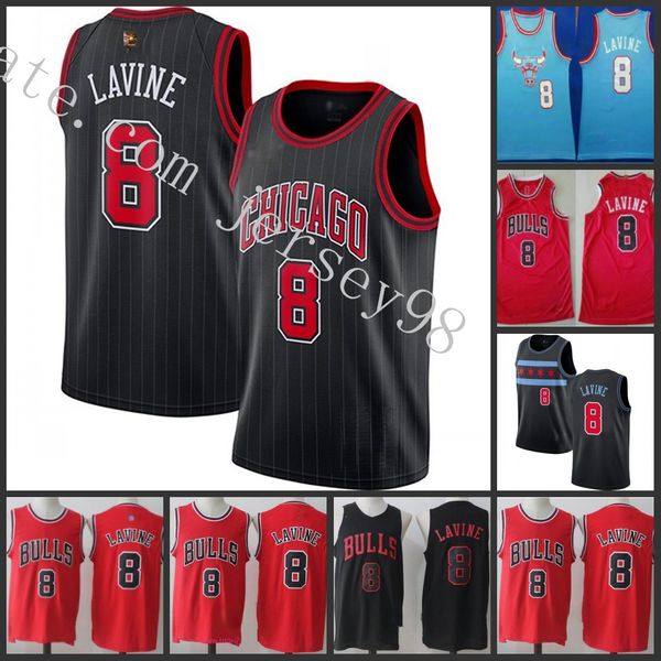 

chicago bulls black #8 zach lavine green nba men red jersey