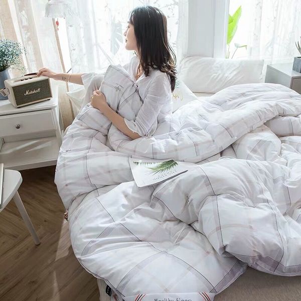 

100% white superfine fiber winter quilt bedding comforter blanket duvet filling with cotton cover quilts twin queen king size