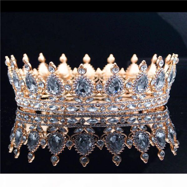 

ladies queen king bride tiara crown headdress crystal diadem for bridal wedding tiaras and crowns jewelry hair accessories c18112001, Slivery;golden