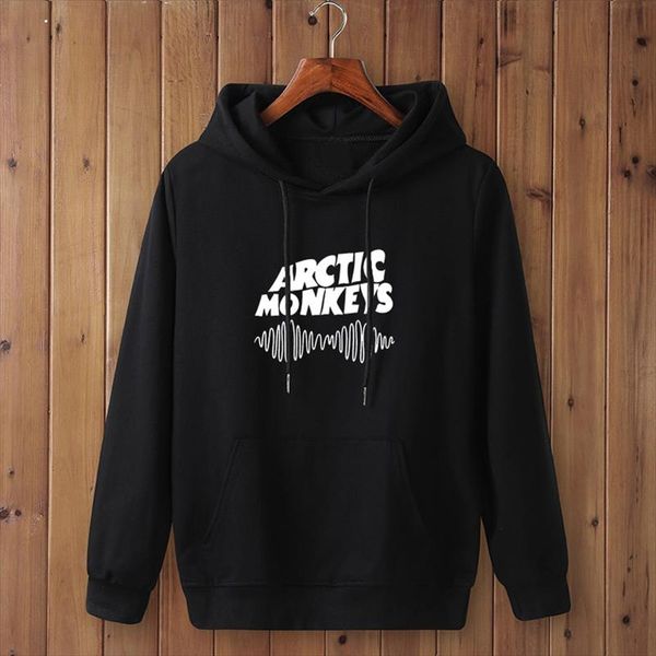 

осень зима arctic monkeys sound wave printed ватки толстовки с длинным рукавом пуловеры женский хип-хоп скейтборд толстовки, Black