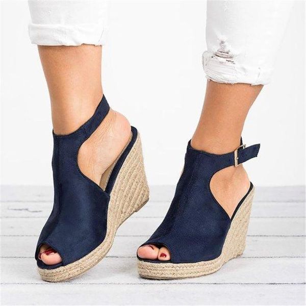 

sandals plus size wedges shoes for women women's ladies fashion solid casual buckle strap gladiator roman, Black