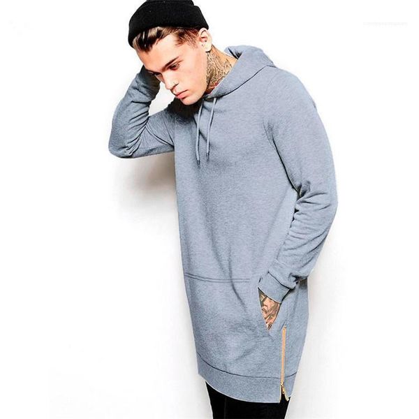 

color hooded mens designer hoodies long sleeve fitness casual streetwear male sweatshirts x-long mens hoodies autumn spring solid, Black