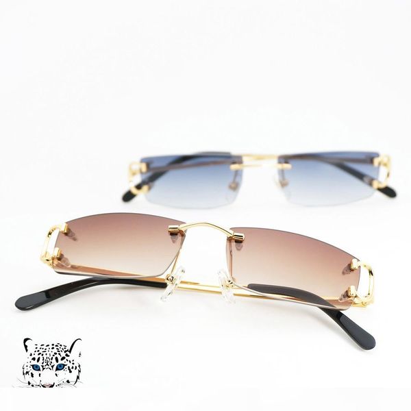 

small size square rimless sunglasses men women with c decoration wire frame luxury eyewear for summer outdoor traveling, White;black