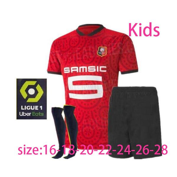 

16-xxl kids 20 21 rennes soccer jersey 2020 2021 raphinha niang terrier j. martin stade rennais bourigeaud home away football shirt, Black;yellow