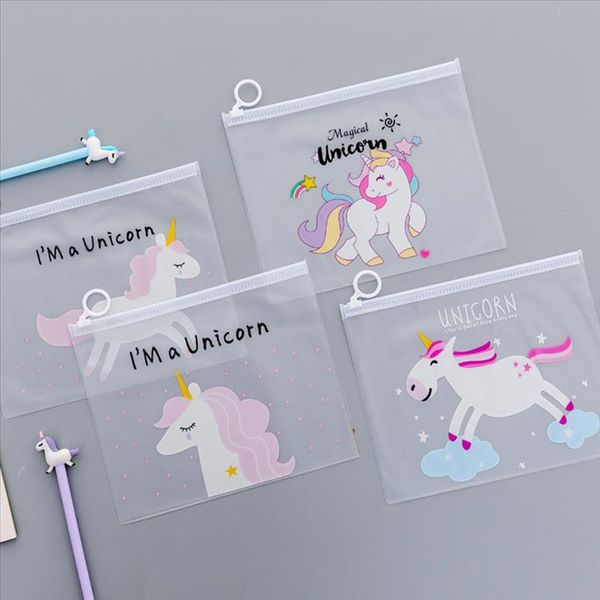 

1pc travel pvc cosmetic bag cute pink leopard unicorn transparent makeup file bag women organizer toiletry storage make up bag