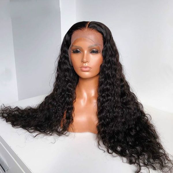 

Curl Loose 250 Density 13X6 Lace Front Human Hair Wigs 360 Lace Frontal Wig Brazilian Remy Water Wave 30 Inch Full You May, Black