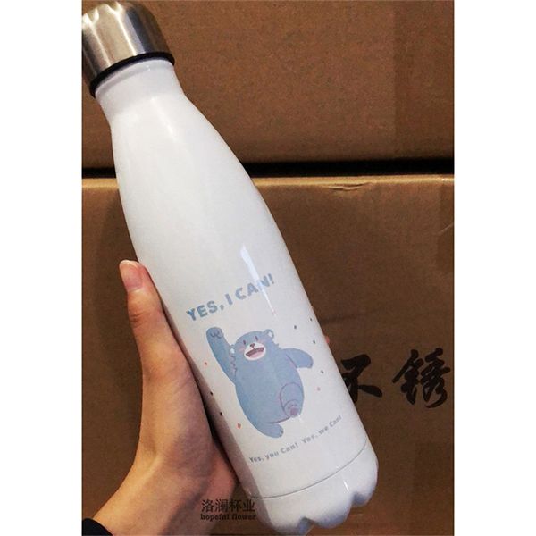 

500ml blank чашки автомобилей сублимация нержавеющей стали cola чашки bowling вакуумные кубок diy теплопередача белый медведь воды термос ав
