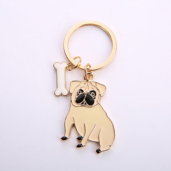 

cute pug keychain fashion pet dog key ring metal pom gift bag charm jewelry buckle car pendant women friend gifts2417519, Silver